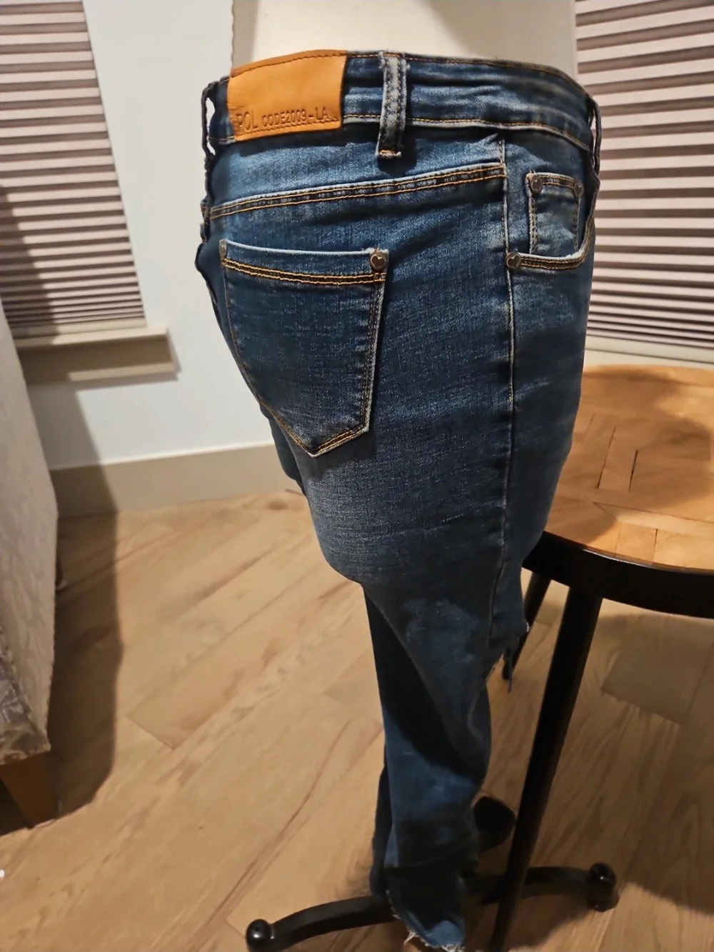 POL Womens’s Distressed Straight Jeans - Dark Blue Size S